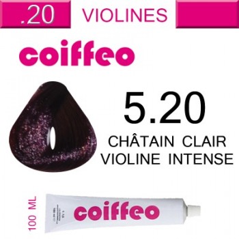 Coiffeo profesjonalna farba do włosów 5,20 intensywnie fioletowy jasny brąz 100ml 1:1,5