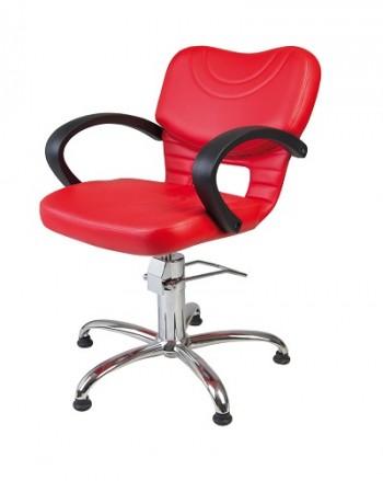 Fotel fryzjerski BETTY skaj czerwony podstawa chrom